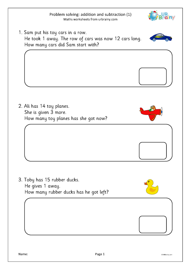 Problem Solving Addition And Subtraction 1 Reasoning Problem 