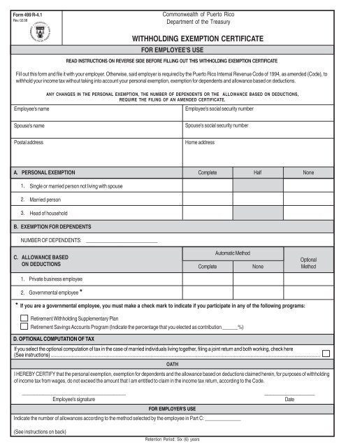 Puerto Rico Withholding Exemption Form 2010 Teach For America
