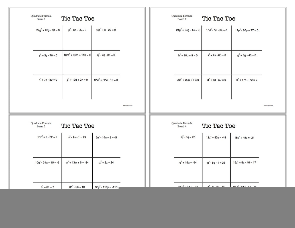 Quadratic Formula Tic Tac Toe Worksheet Quadraticworksheet