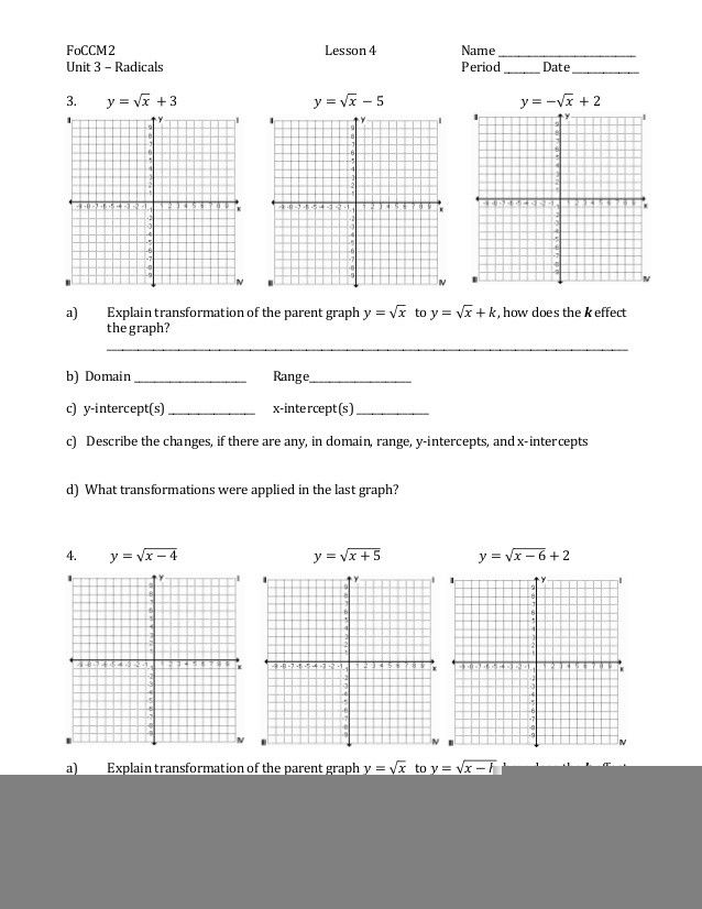 Quadratic Transformations Worksheet Doc Quadraticworksheet