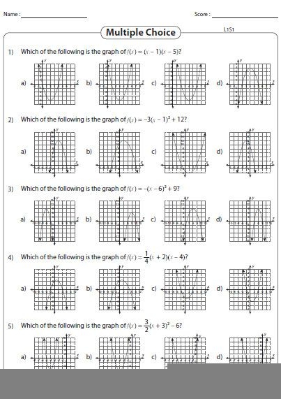 Quadratic Transformations Worksheet Quadraticworksheet