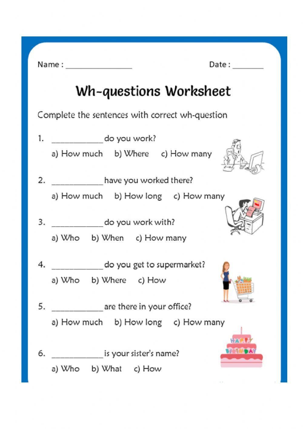 w questions worksheet