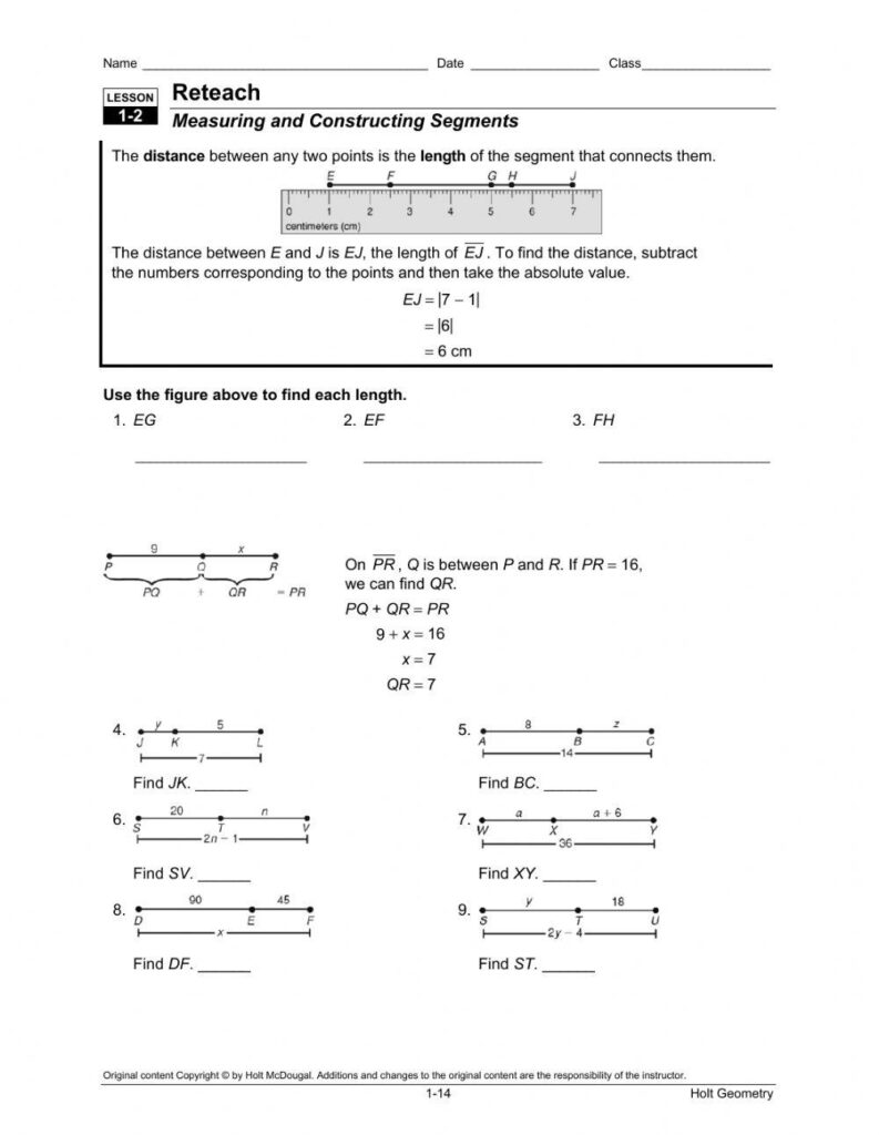 Quiz Worksheet Segment Addition Postulate Study Worksheets