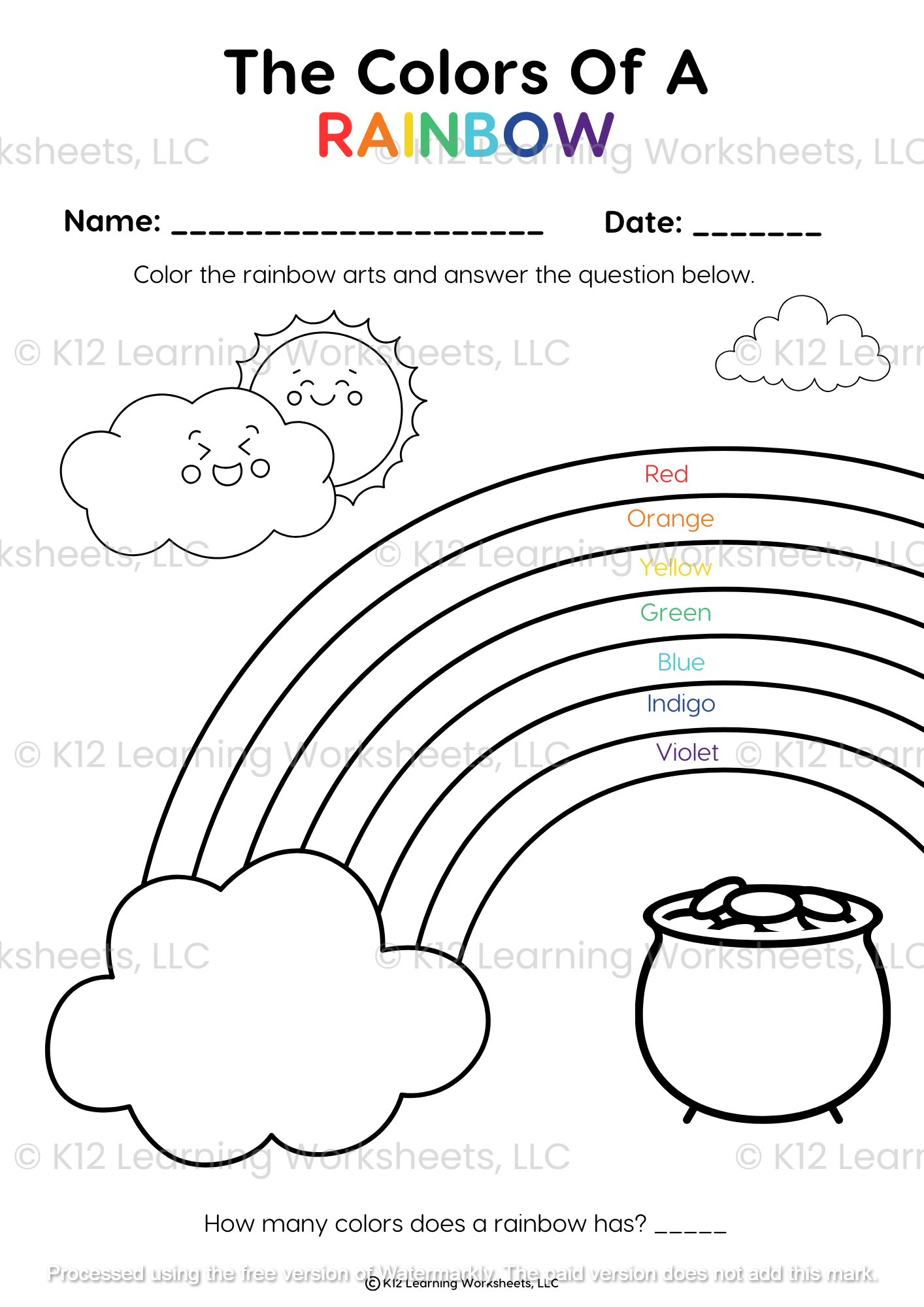 rainbow worksheet