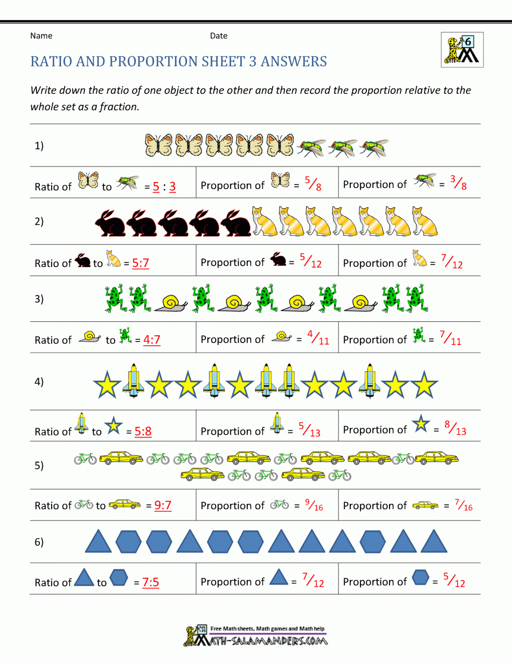 ratio worksheets grade 6 pdf
