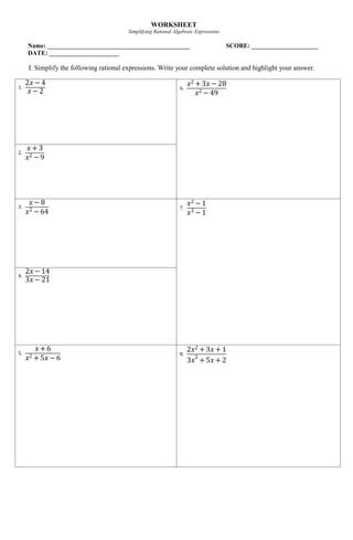 Rational Expressions Worksheets Math Monks Worksheets Library