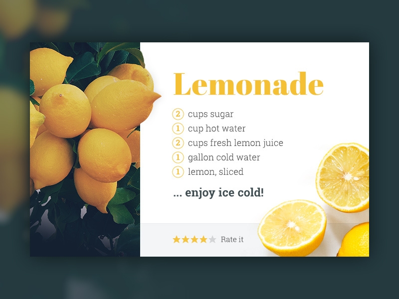 Recipe Card Lemonade By Jan Erik Waider On Dribbble