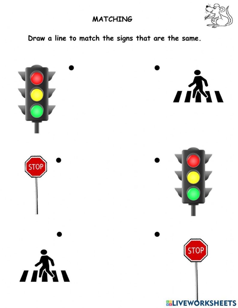 Road Safety Match The Signs Worksheet