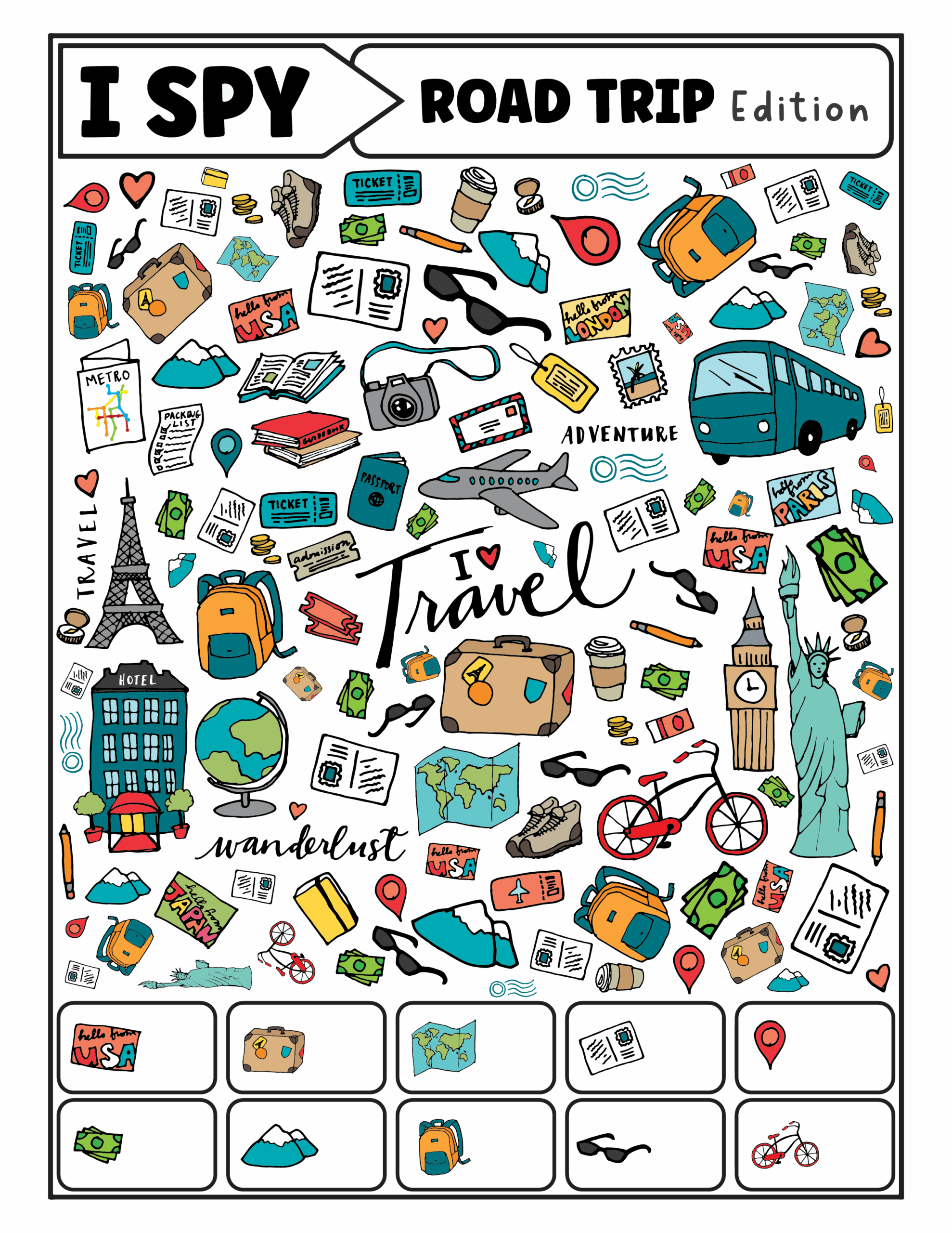 road trip activities for kids free printable
