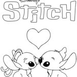 Romantic Stitch And Angel Coloring Pages