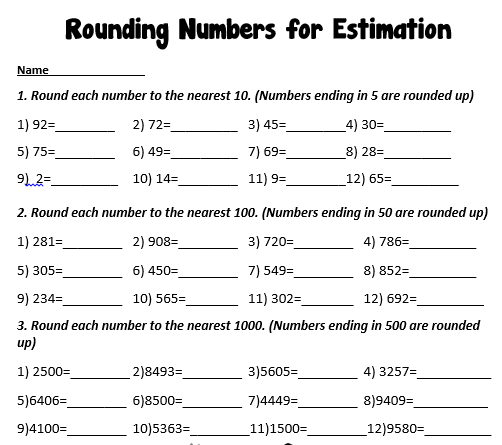 Rounding Numbers Worksheets Grade 3 Worksheets Master