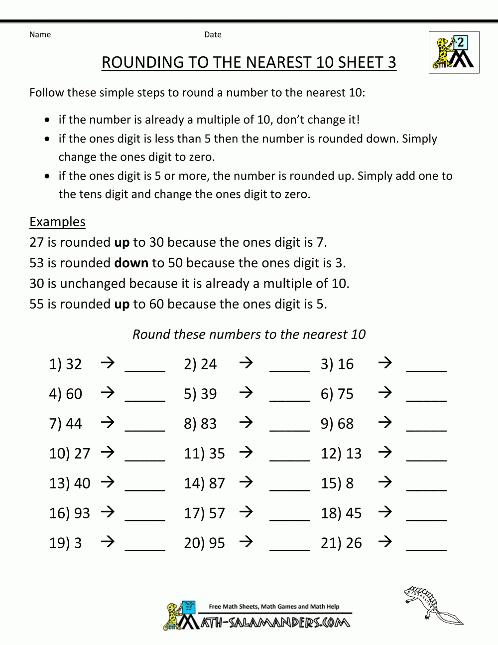 Rounding Worksheets K5 Learning Worksheets Library