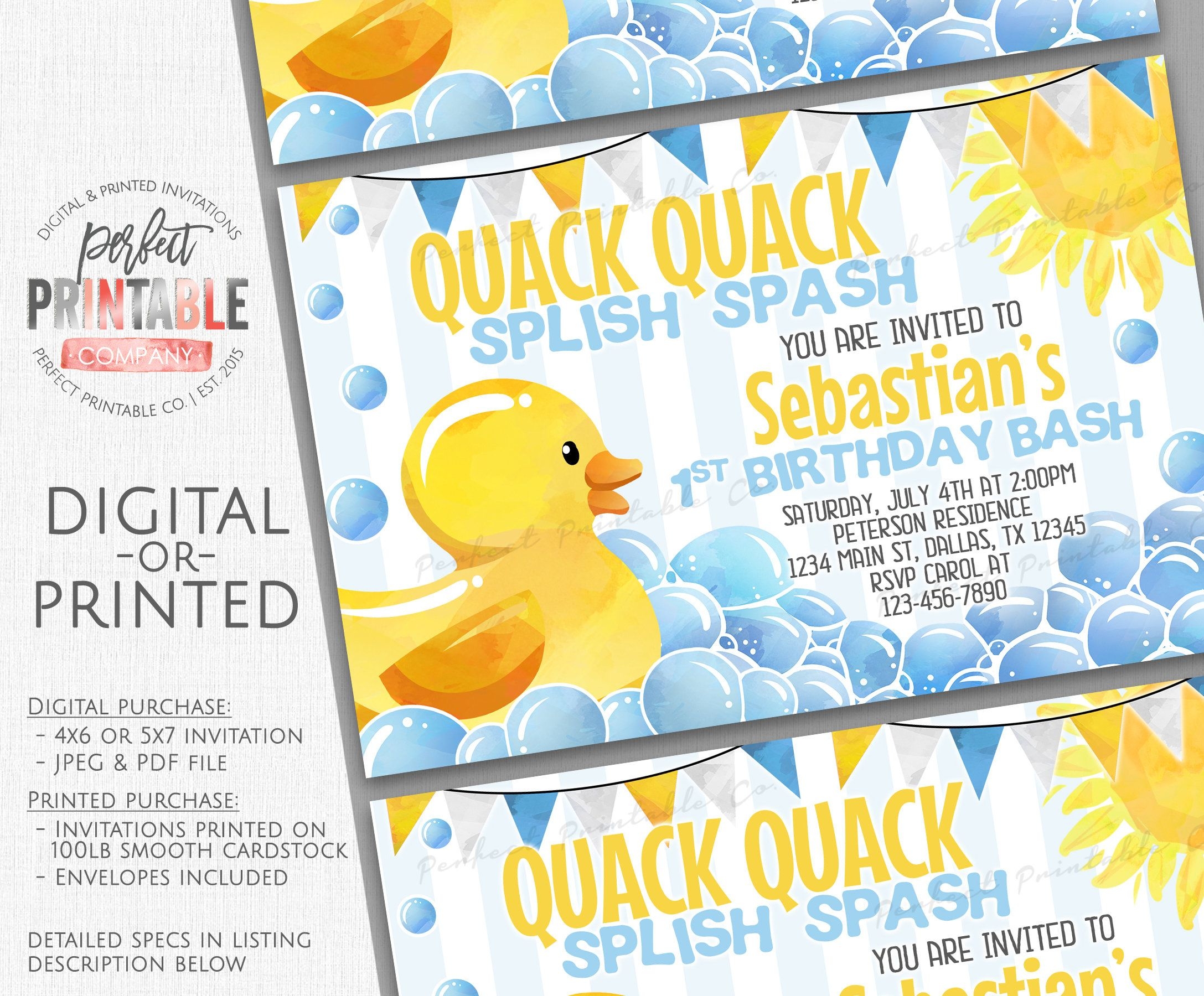 Rubber Duck Birthday Invitation Rubber Duck Invitation Rubber Ducky 