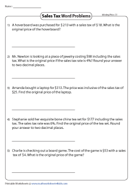 Sales Tax Worksheets Worksheets Library