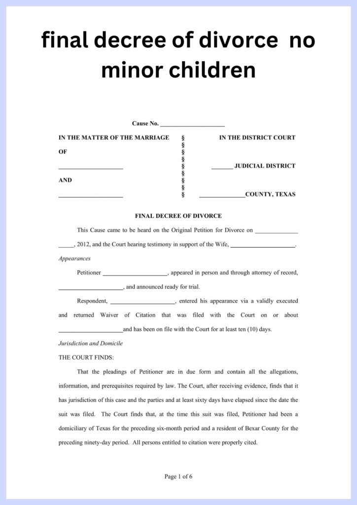 Sample Printable DIVORCE PAPER Forms Template 2025 Printable Divorce