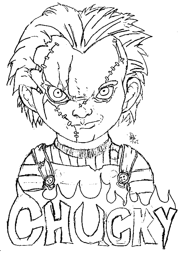 Scary Chucky Coloring Page Free Printable Coloring Pages