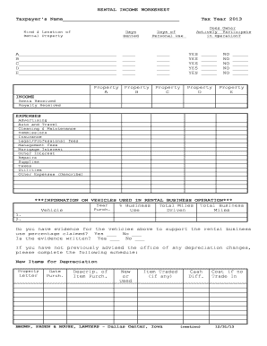 Schedule E Rental Income Worksheet Excel 2021