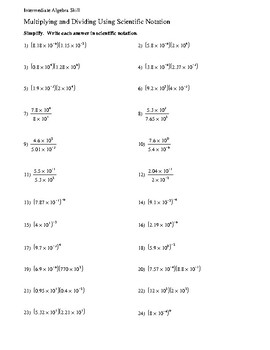 SCIENTIFIC NOTATION MULTIPLYING DIVIDING WORKSHEET TpT