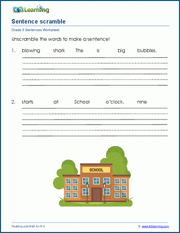 Scrambled Sentences Worksheets K5 Learning Worksheets Library