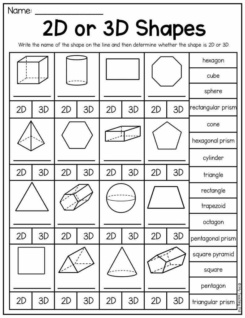 Second Grade 2D And 3D Shapes Worksheets Apprendre L 39 anglais Classe