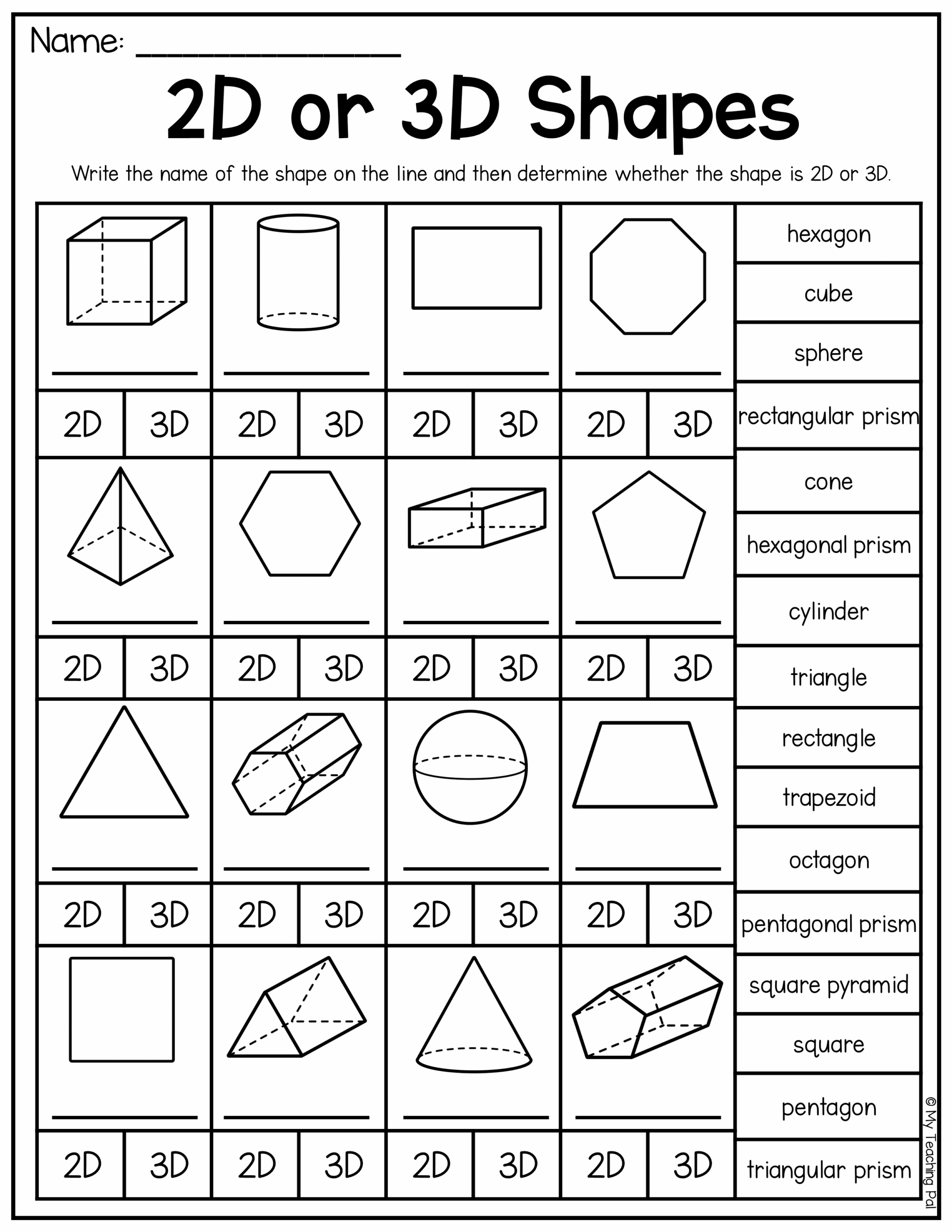 Second Grade 2D And 3D Shapes Worksheets Apprendre L 39 anglais Classe 