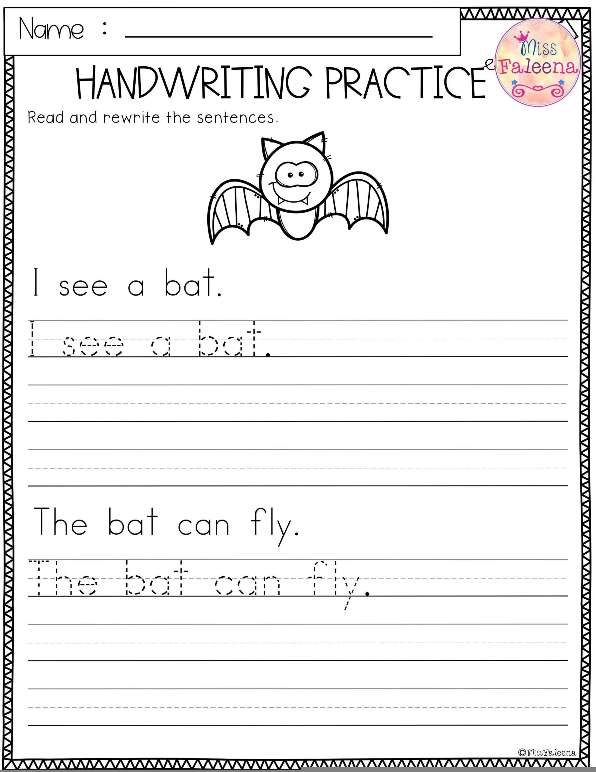Sentence Tracing Worksheets Tracing Worksheets