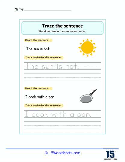 tracing sentences worksheets