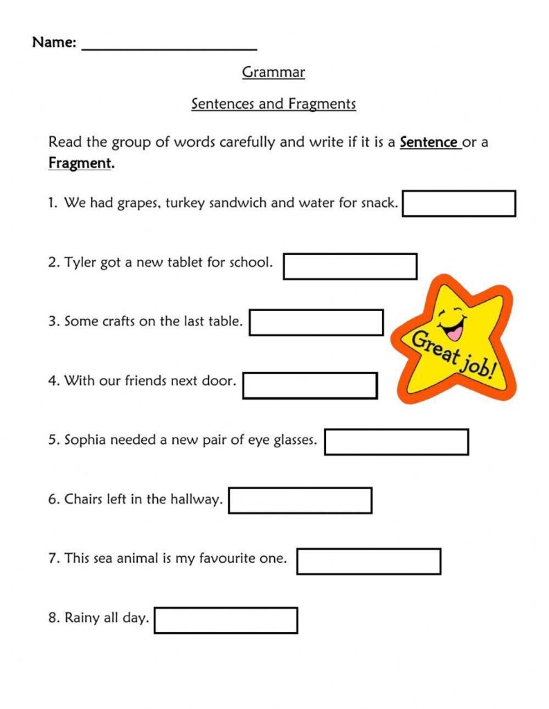 Sentences And Fragments Worksheet Live Worksheets Worksheets Library