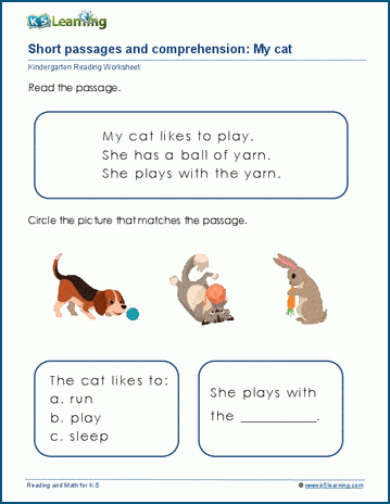 Short Passages And Comprehension Worksheets K5 Learning