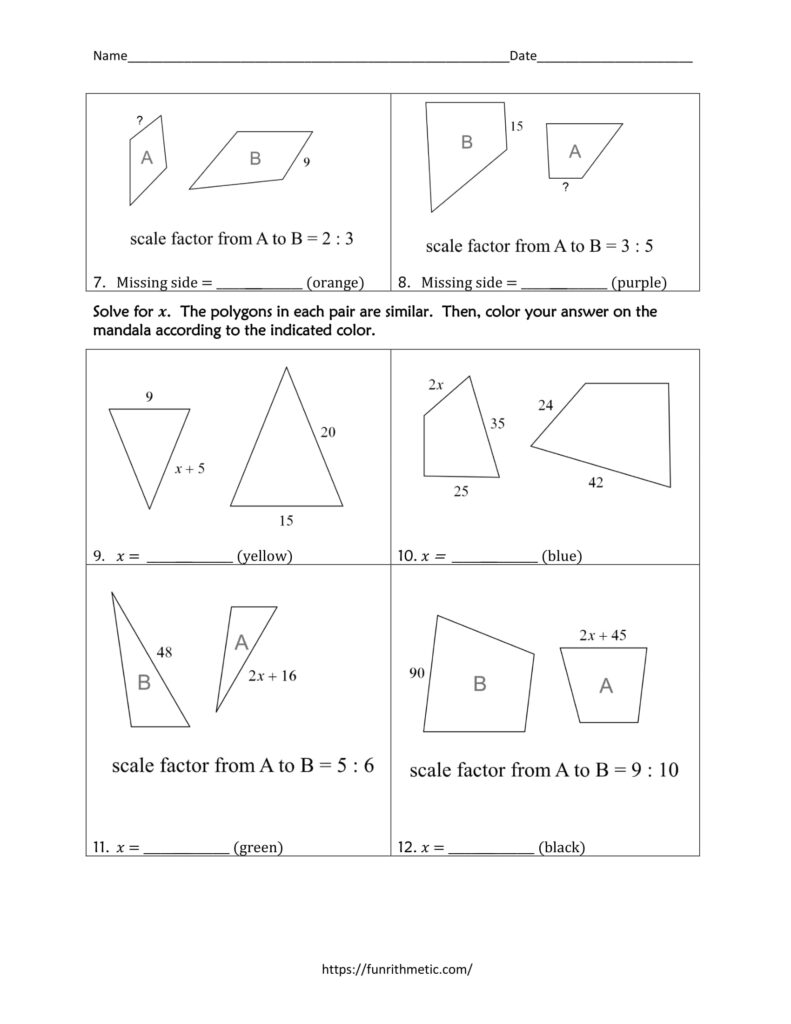 Similar Polygons Color By Number Worksheets Library
