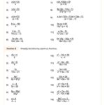 Simplifying Rational Expressions A Worksheet Algebra II PDF