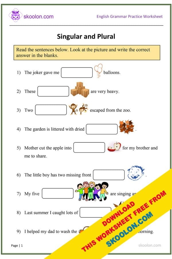 Singular And Plural Skoolon