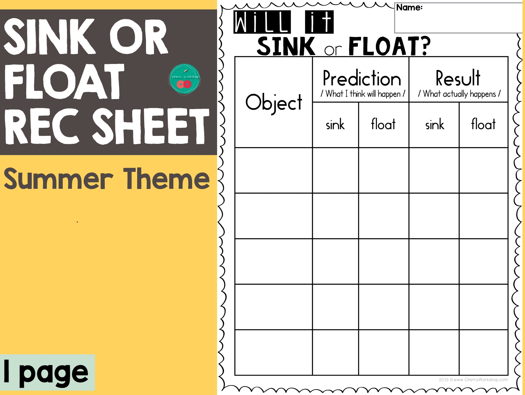 sink and float worksheet