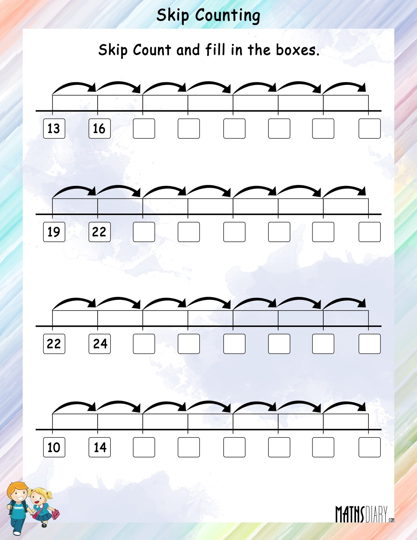 skip counting by 2 worksheets