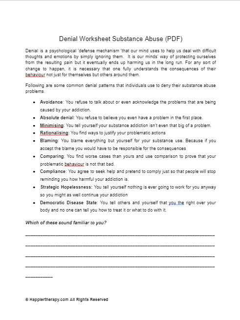 addiction recovery group worksheets