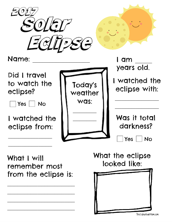 Solar Eclipse 2024 Free Printable Worksheets