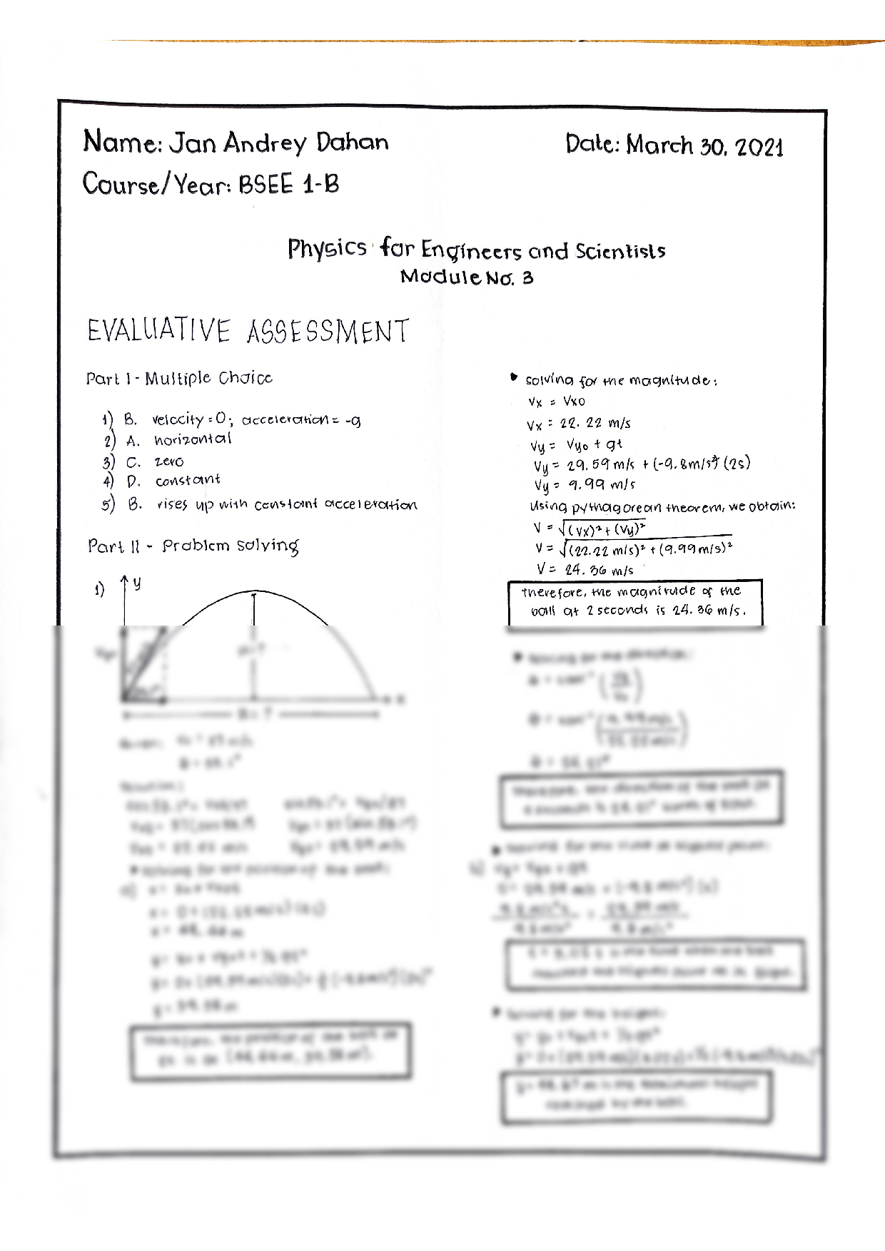 physics worksheet