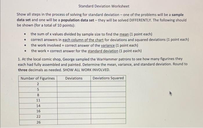 Solved STANDARD DEVIATION WORKSHEET A Teachers Records Show