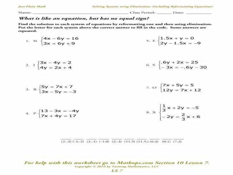 Solving System By Elimination Worksheet Elegant Solving Systems 