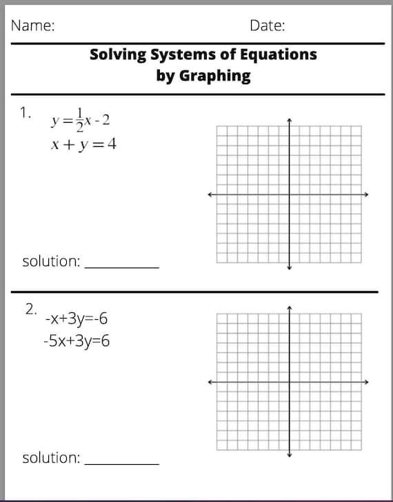 Solving Systems Of Linear Equations By Graphing Worksheet 