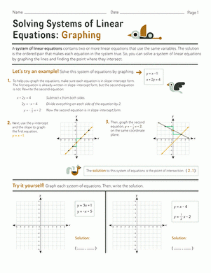 Solving Systems Of Linear Equations Graphing Worksheet 