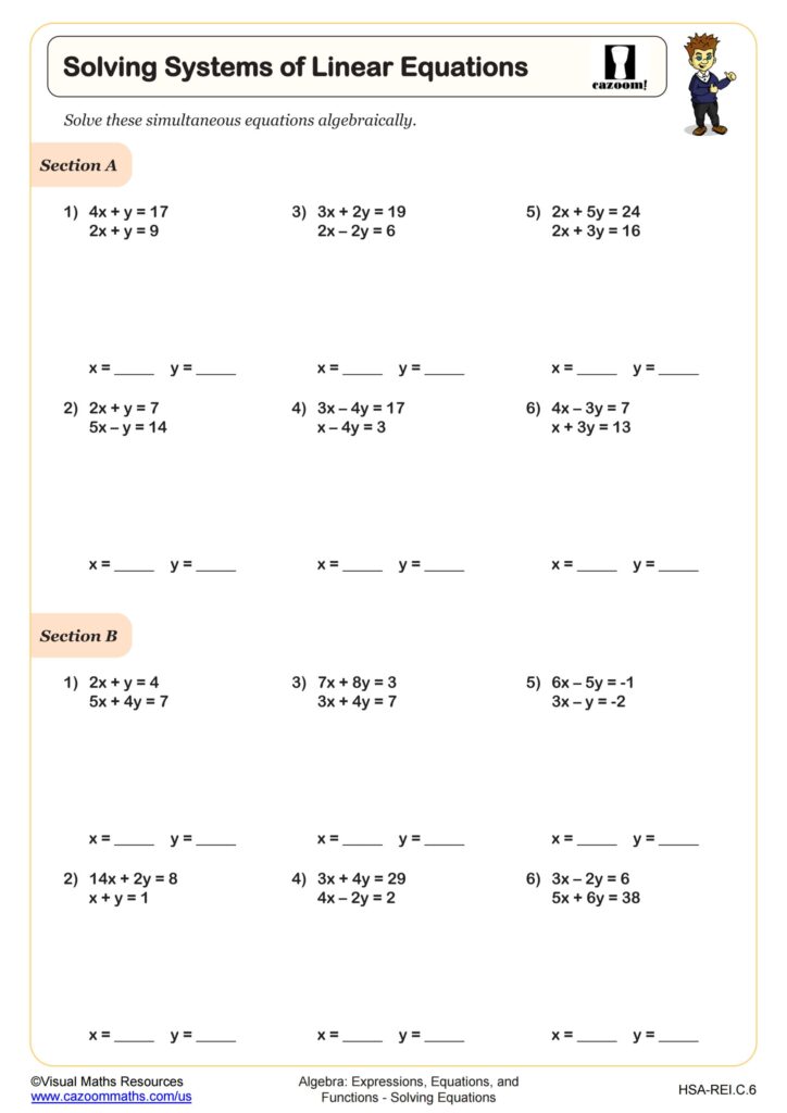 Solving Systems Of Linear Equations Worksheet Fun And Engaging