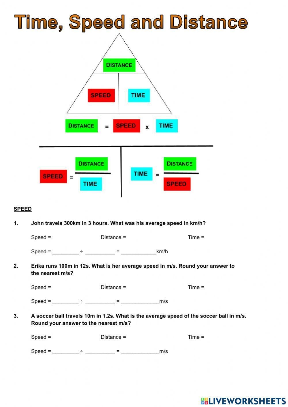 Speed Distance Time GCSE Maths Steps Examples Worksheet 