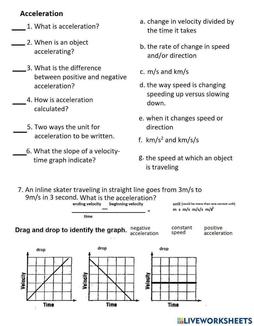 Speed Velocity And Acceleration Worksheet Printable And 51 OFF 