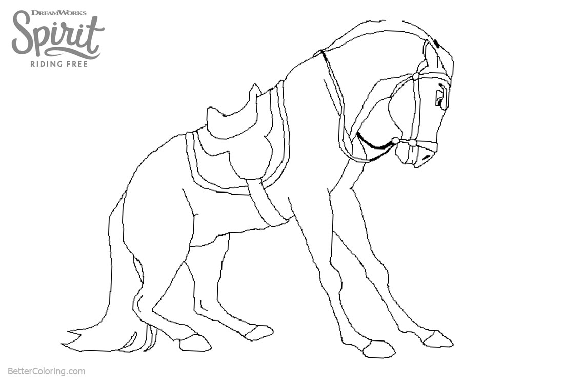 Spirit Riding Free Coloring Pages Horse Line Drawing Free Printable 