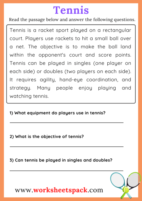 Sports Reading Comprehension Passages Worksheetspack