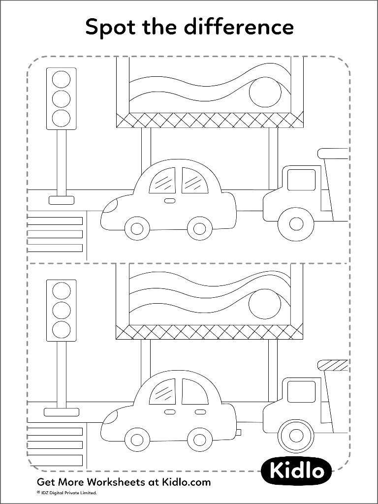Spot The Difference Vehicle Matching Activity Worksheet 02 Kidlo