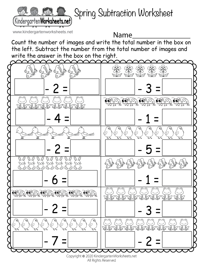 subtraction for kindergarten worksheets