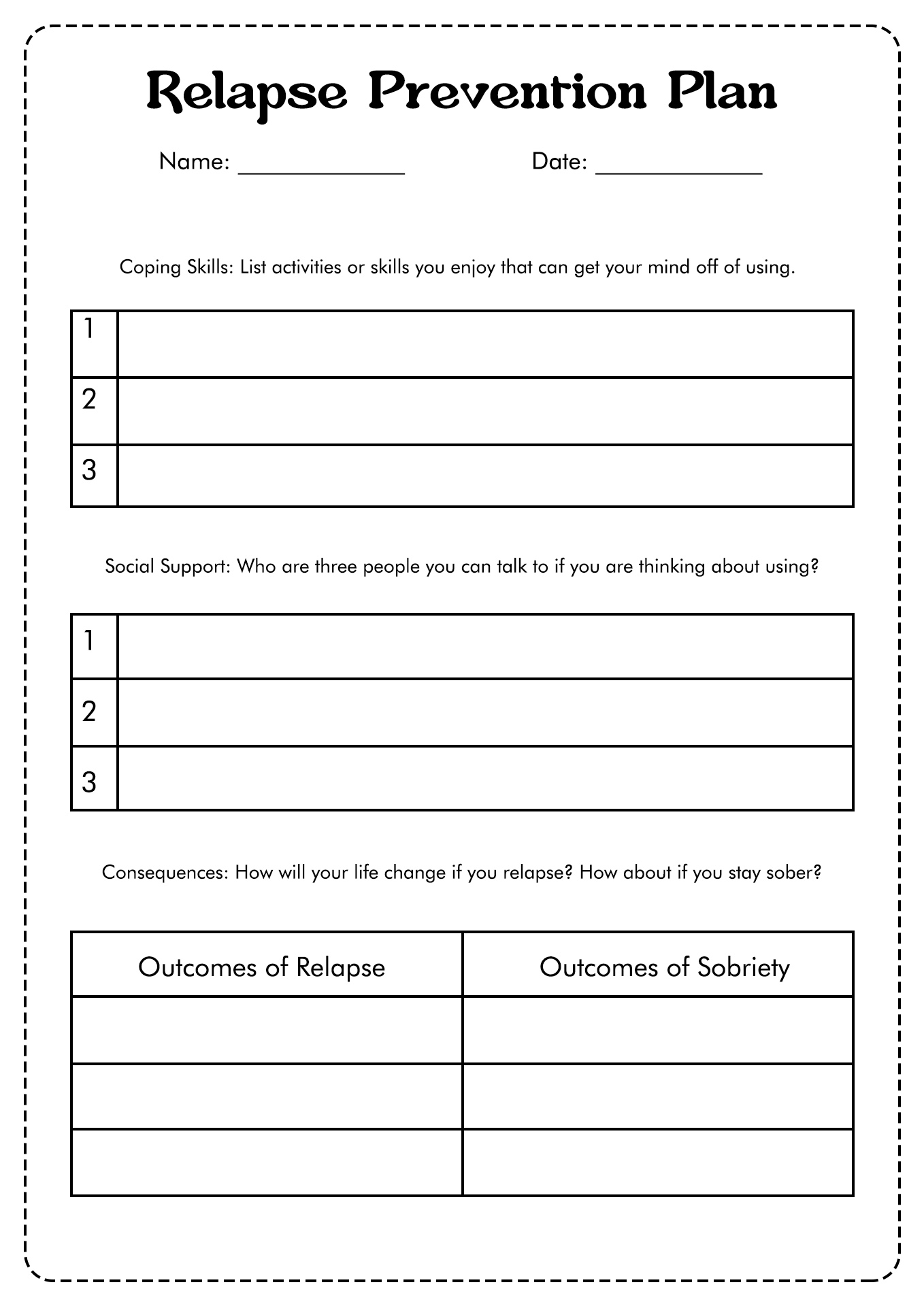 Stages Of Relapse Worksheet Printable Word Searches