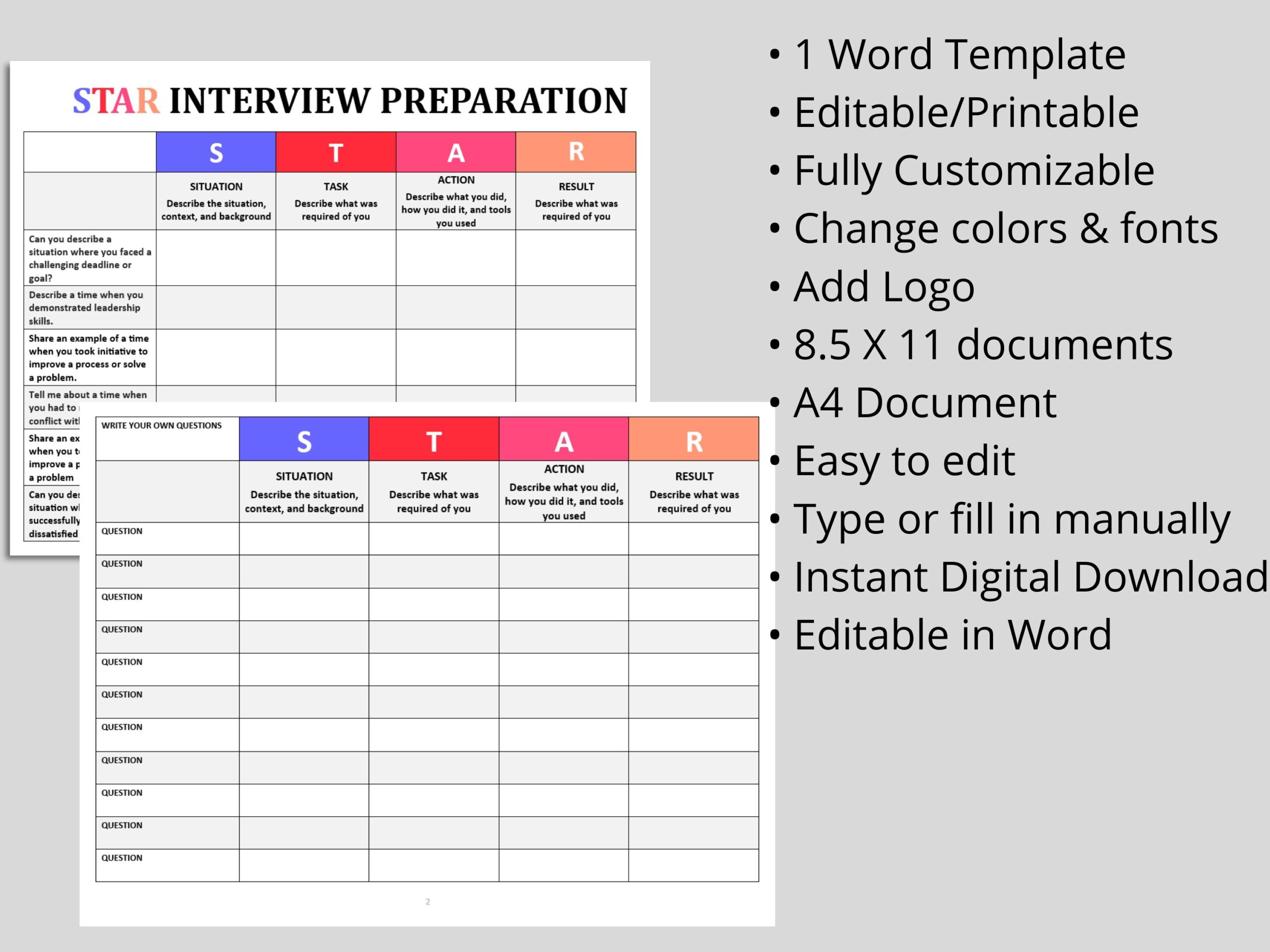 worksheet star interview method